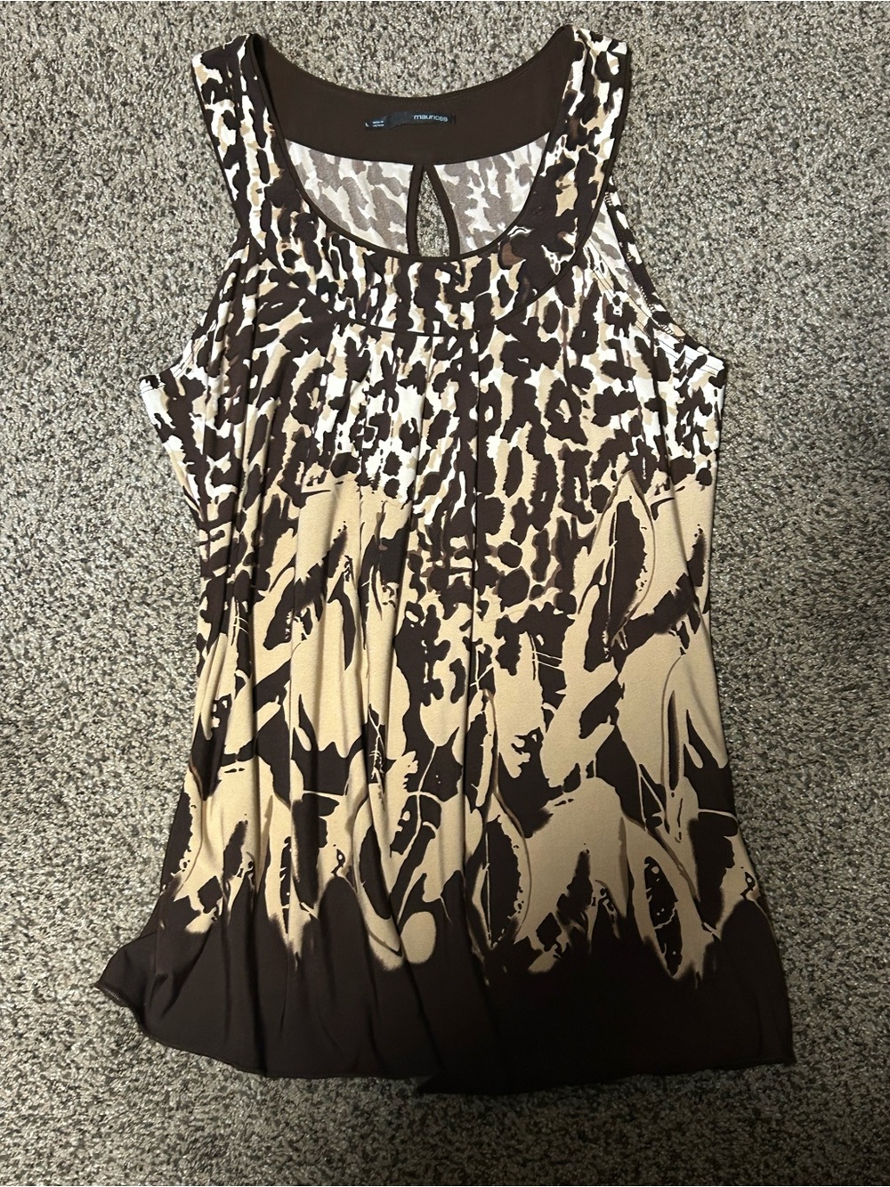 Maurices Brown and Cream Printed Sleeveless top